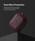 AirPods 3 Case | Onyx - Dark maroon textured protective case for AirPods 3 with a glowing green LED indicator on a dark background.