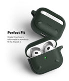 AirPods 3 Case | Onyx - Two dark green textured Ringke cases for AirPods 3, one open with earbuds inside, one closed.