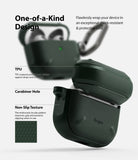 AirPods 3 Case | Onyx - Dark green textured TPU case for AirPods 3 with carabiner hole and non-slip circular pattern.