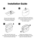 AirPods 5 / 4 Case | Onyx Magnetic - Four-step illustrated guide showing how to apply adhesive strips and install the protective case.