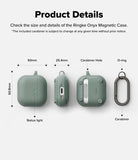 AirPods 5 / 4 Case | Onyx Magnetic - Technical diagram showing dimensions and features of the sage green AirPods 4 case.
