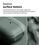 AirPods 5 / 4 Case | Onyx Magnetic - Close-up of a textured, matte-finish AirPods case next to a zoomed-in view of its rugged surface.