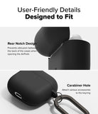 AirPods 5 / 4 Case | Silicone Case - AirPods 4 Case - Silicone case showing rear notch for smooth opening and a side carabiner hole for accessory attachment.