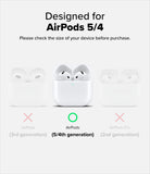 AirPods 5 / 4 Case | Silicone Magnetic - White wireless earbuds in an open charging case on a white background, with text above reading 'Designed for AirPods 5 & AirPods 4' and text below indicating compatibility with 4th and 5th generation AirPods.