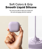 AirPods 5 / 4 Case | Silicone Case - AirPods 4 Case - Hand holding a lavender silicone AirPods 4 case next to a stream of liquid silicone.