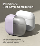 AirPods 5 / 4 Case | Silicone Case - AirPods 4 Case - Two-layer AirPods 4 case showing a lavender silicone shell over a hard, metallic polycarbonate inner casing.