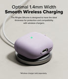 AirPods 5 / 4 Case | Silicone Case - AirPods 4 Case - Lavender silicone case on a wireless charging pad with a glowing green status light.