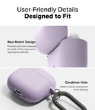 AirPods 5 / 4 Case | Silicone Case - AirPods 4 Case - Lavender silicone case showing rear hinge notch for smooth opening and integrated carabiner hole.