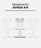 AirPods 5 / 4 Case | Silicone Magnetic - White wireless earbuds in an open charging case on a white background, with text above reading 'Designed for AirPods 5 & AirPods 4' and text below indicating compatibility with 4th and 5th generation AirPods.