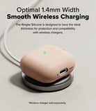 AirPods 5 / 4 Case | Silicone Case - AirPods 4 Case - A beige silicone AirPods 4 case resting on a wireless charging pad with a glowing green status light.