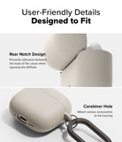 AirPods 5 / 4 Case | Silicone Case - AirPods 4 Case - Silicone case showing a rear notch for easy opening and a side hole for attaching a carabiner.