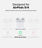 AirPods 5 / 4 Case | Silicone Magnetic - White wireless earbuds in an open charging case on a white background, with text above reading 'Designed for AirPods 5 & AirPods 4' and text below indicating compatibility with 4th and 5th generation AirPods.