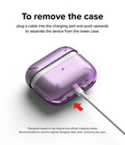 AirPods Pro 2 Case | Layered - A purple case on AirPods Pro with a charging cable inserted to demonstrate how to remove it.