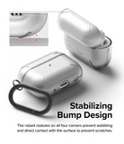 AirPods Pro 2 Case | Layered - Clear case with corner bumps to prevent wobbling and surface scratches, shown with a carabiner.