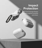 AirPods Pro 2 Case | Layered - Three white protective cases floating against a gray background with impact protection text.