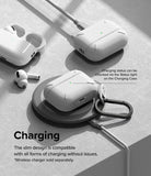 AirPods Pro 2 Case | Layered - White protective cases for AirPods Pro 2 shown charging wirelessly and via cable.