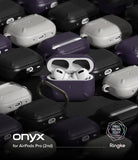 AirPods Pro 2 Case | Onyx - Open purple AirPods Pro 2 case with earbuds centered among various colored protective cases.