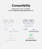 AirPods Pro 2 Case | Onyx - Comparison chart showing AirPods Pro 2 compatibility with a green checkmark versus 1st gen.