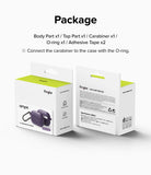 AirPods Pro 2 Case | Onyx - Two white product boxes for a purple AirPods Pro 2 case showing package contents and specs.