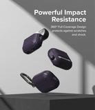 AirPods Pro 2 Case | Onyx - Three dark purple protective cases floating against a grey background with impact resistance text.
