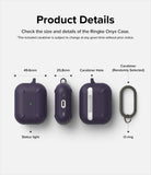 AirPods Pro 2 Case | Onyx - Technical diagram showing dimensions, status light, carabiner hole, and included O-ring.