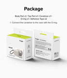 AirPods Pro 2 Case | Onyx - Packaging box for Ringke Onyx AirPods Pro 2 case showing contents and product specifications.