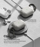 AirPods Pro 2 Case | Onyx - Onyx case on AirPods Pro 2 charging via cable and wireless pad with visible status light.