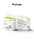 AirPods Pro 2 Case | Silicone - Front and back views of white and lime green retail packaging for a cream silicone case.