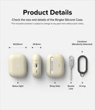 AirPods Pro 2 Case | Silicone - Diagram showing dimensions, status light, strap hole, buckle link, and carabiner for the case.