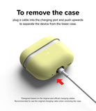 AirPods Pro 2 Case | Silicone - Instructions for removing a yellow silicone case by pushing a charging cable upward.