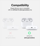 AirPods Pro 2 Case | Silicone - Compatibility chart showing AirPods Pro 2nd gen with speaker holes vs 1st gen without.