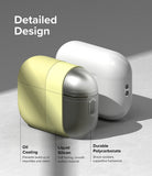 AirPods Pro 2 Case | Silicone - Exploded view of a yellow silicone case and white polycarbonate frame with labels.