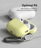AirPods Pro 2 Case | Silicone - Pale yellow silicone case for AirPods Pro 2 with a black carabiner and lanyard attachment.