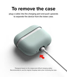 AirPods Pro 2 Case | Silicone - Instructions for removing a sage green silicone case using a charging cable.