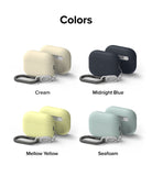 AirPods Pro 2 Case | Silicone - Four silicone AirPods Pro 2 cases in cream, midnight blue, mellow yellow, and seafoam.