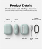 AirPods Pro 2 Case | Silicone - Technical diagram showing dimensions and components of a light blue silicone case.