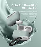 AirPods Pro 2 Case | Silicone - Sage green silicone case for AirPods Pro 2 with a black carabiner against a splash background.