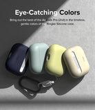 AirPods Pro 2 Case | Silicone - Four silicone AirPods Pro 2 cases in navy, mint, yellow, and beige with a black carabiner.