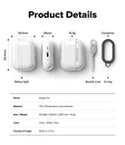 AirPods Pro 3 Case | Air - Technical diagram showing dimensions, weight, and components of a clear protective case.