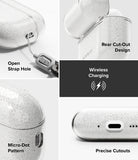 AirPods Pro 3 Case | Air - Speckled clear case showing strap hole, rear hinge, wireless charging, and precise port cutouts.