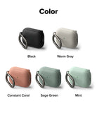 AirPods Pro 3 Case | Onyx Magnetic - Five textured AirPods Pro 3 cases with carabiners in black, gray, coral, sage, and mint.