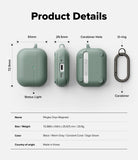 AirPods Pro 3 Case | Onyx Magnetic - Technical diagram showing dimensions, features, and specifications of the sage green case.