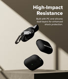 AirPods Pro 3 Case | Silicone - Three black protective cases floating against a beige background with text overlay.