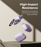 AirPods Pro 3 Case | Silicone - Three lavender silicone cases floating against a beige background with text overlay.