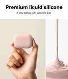 AirPods Pro 3 Case | Silicone - A hand holding a pink silicone AirPods Pro case next to liquid silicone pouring into a pool.