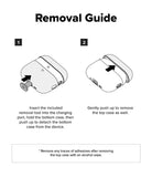 AirPods Pro 3 Case | Silicone - Two-step diagram showing how to remove a silicone case using a tool and pushing upward.
