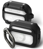 AirPods Pro 3 Case | UX Magnetic - Two rugged black protective cases for AirPods Pro with clear windows and a carabiner.