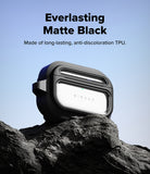 AirPods Pro 3 Case | UX Magnetic - Matte black protective case on a rock against a blue sky background.