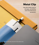 Apple Pencil Pro / 2nd Generation Case | Silicone Drafting Pencil Case - Apple Pencil Pro / 2nd Generation Case - A stylus with a metal clip attached to a document, resting on a yellow folder.