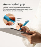 Apple Pencil Pro / 2nd Generation Case | Silicone Drafting Pencil Case - Apple Pencil Pro / 2nd Generation Case - Person using a blue silicone drafting case on an Apple Pencil with grip.